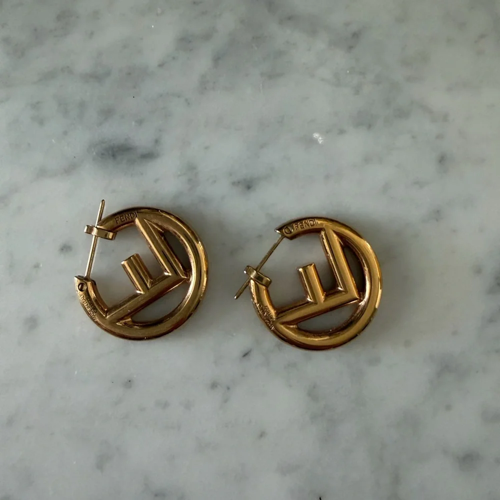 Fendi Gold-tone FF Hoop Earrings - Picture 2 of 6